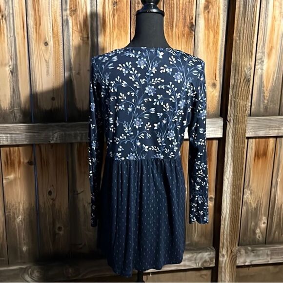 J. Jill top tunic navy blue floral geometric tensel blend Small FIRM on PRICE - Picture 5 of 6